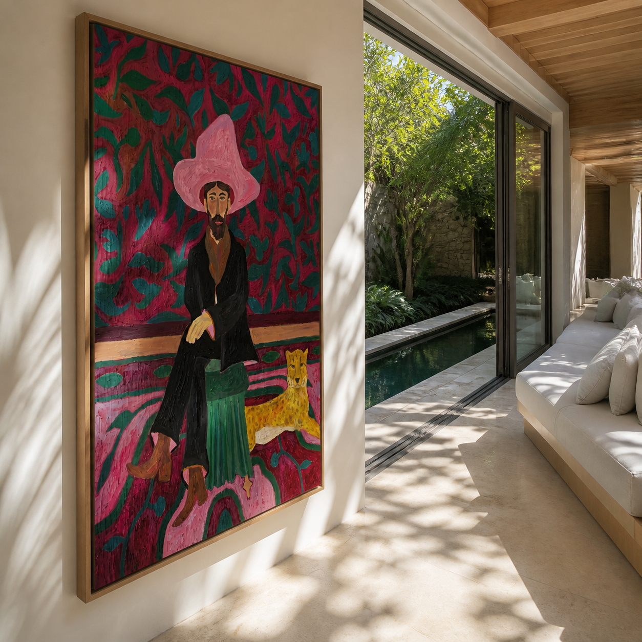 Pink Garden Keeps Cheetah styled with warm modern furnishings