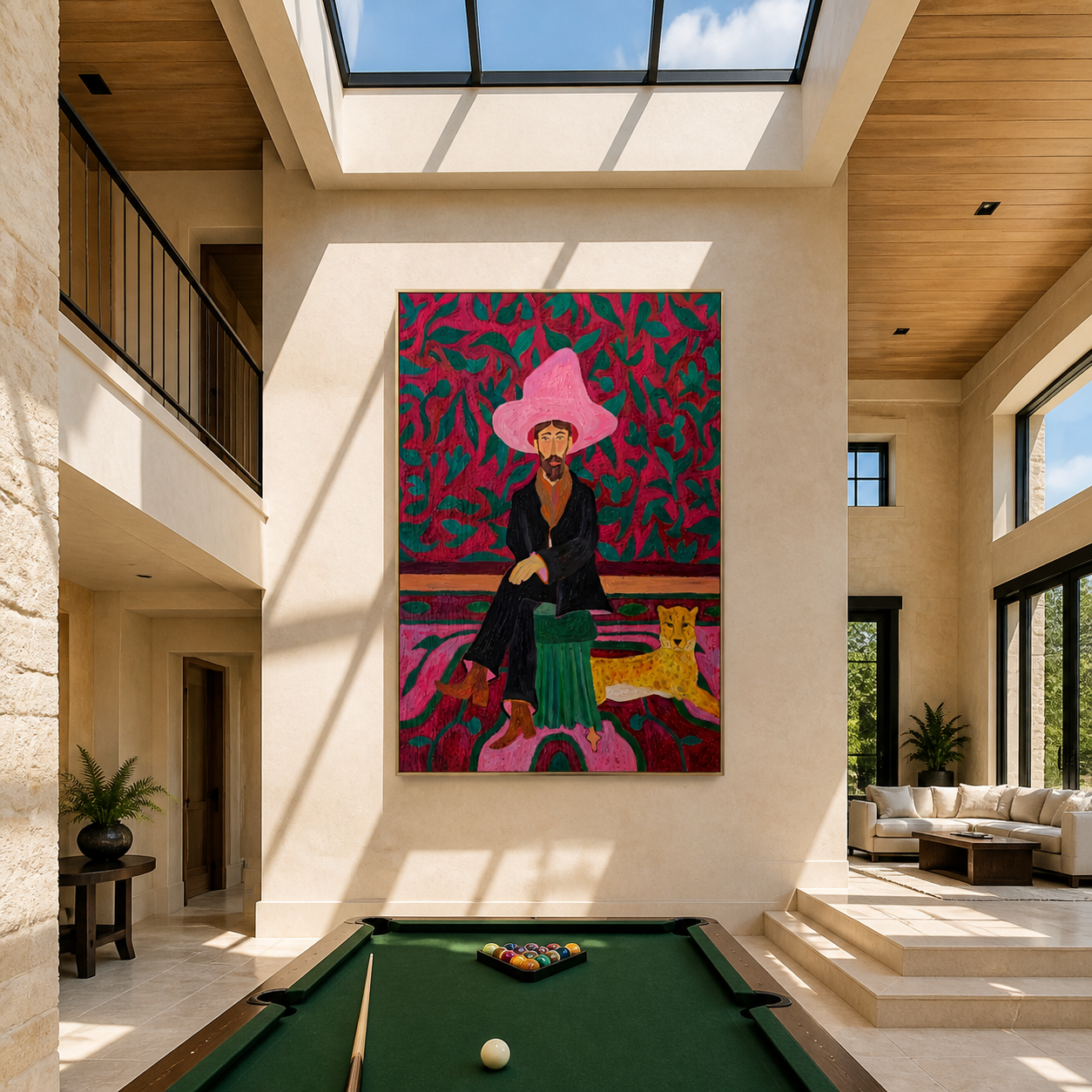 Pink Garden Keeps Cheetah styled with wood, linen, and modern decor