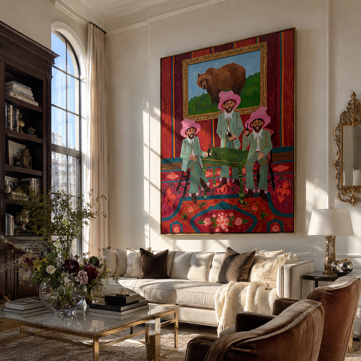 Bear Watches Pink Company displayed in a collected contemporary interior