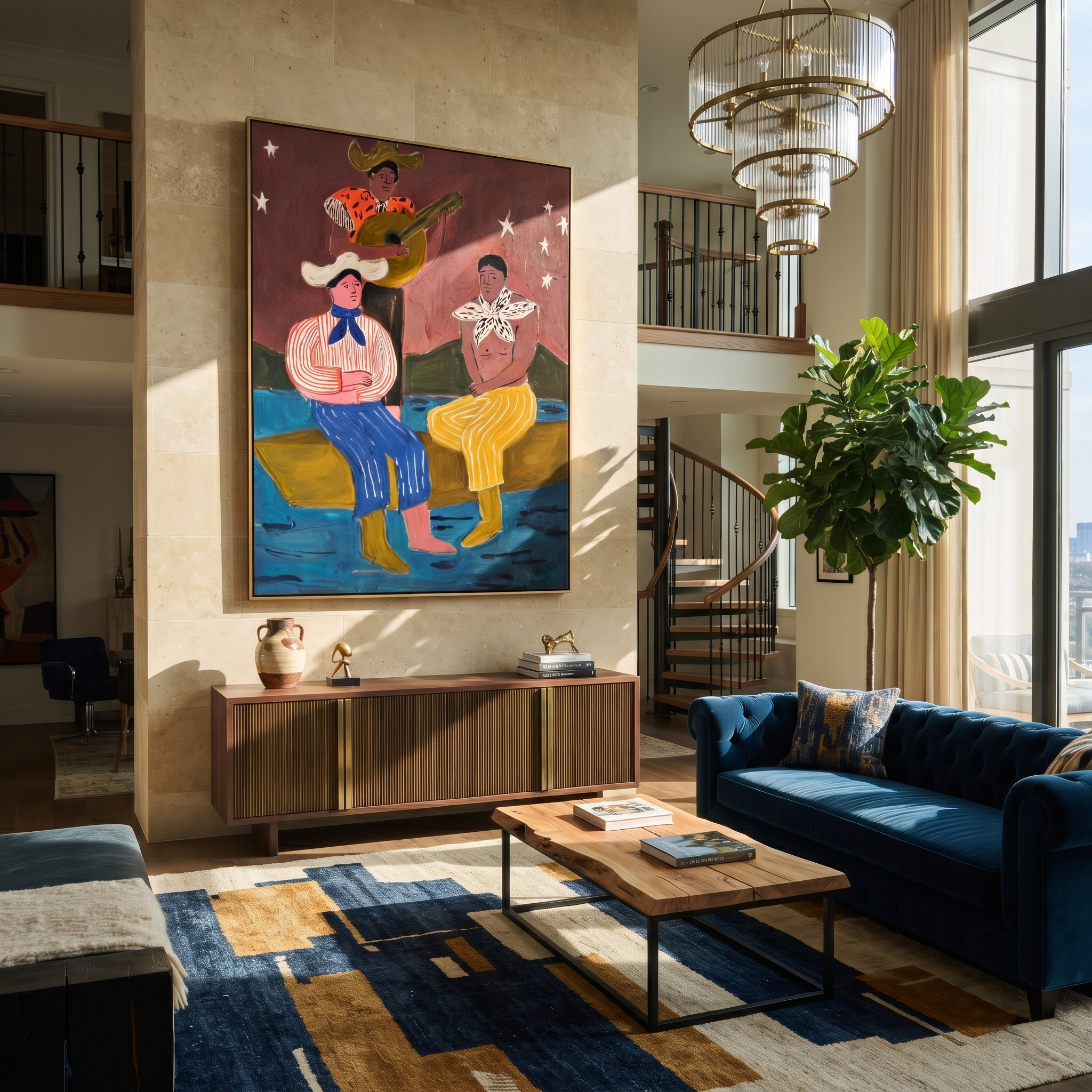 Guitar Sings Under Stars styled with wood, linen, and modern decor