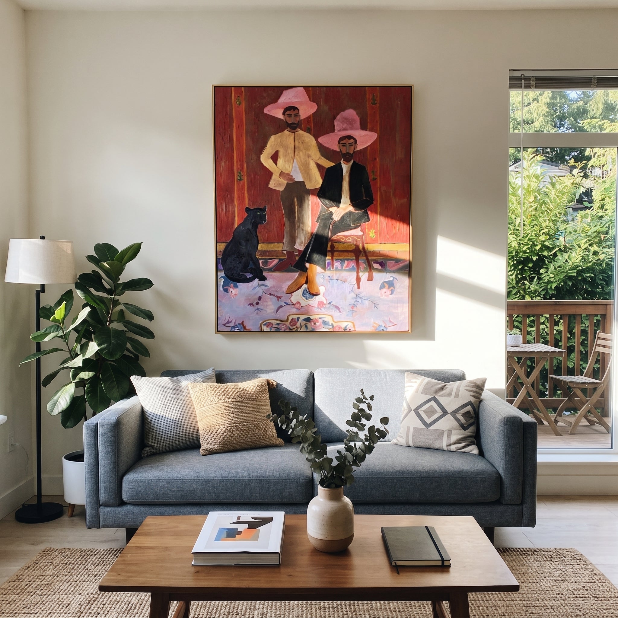 Pink Hats Keep Company styled with warm modern furnishings