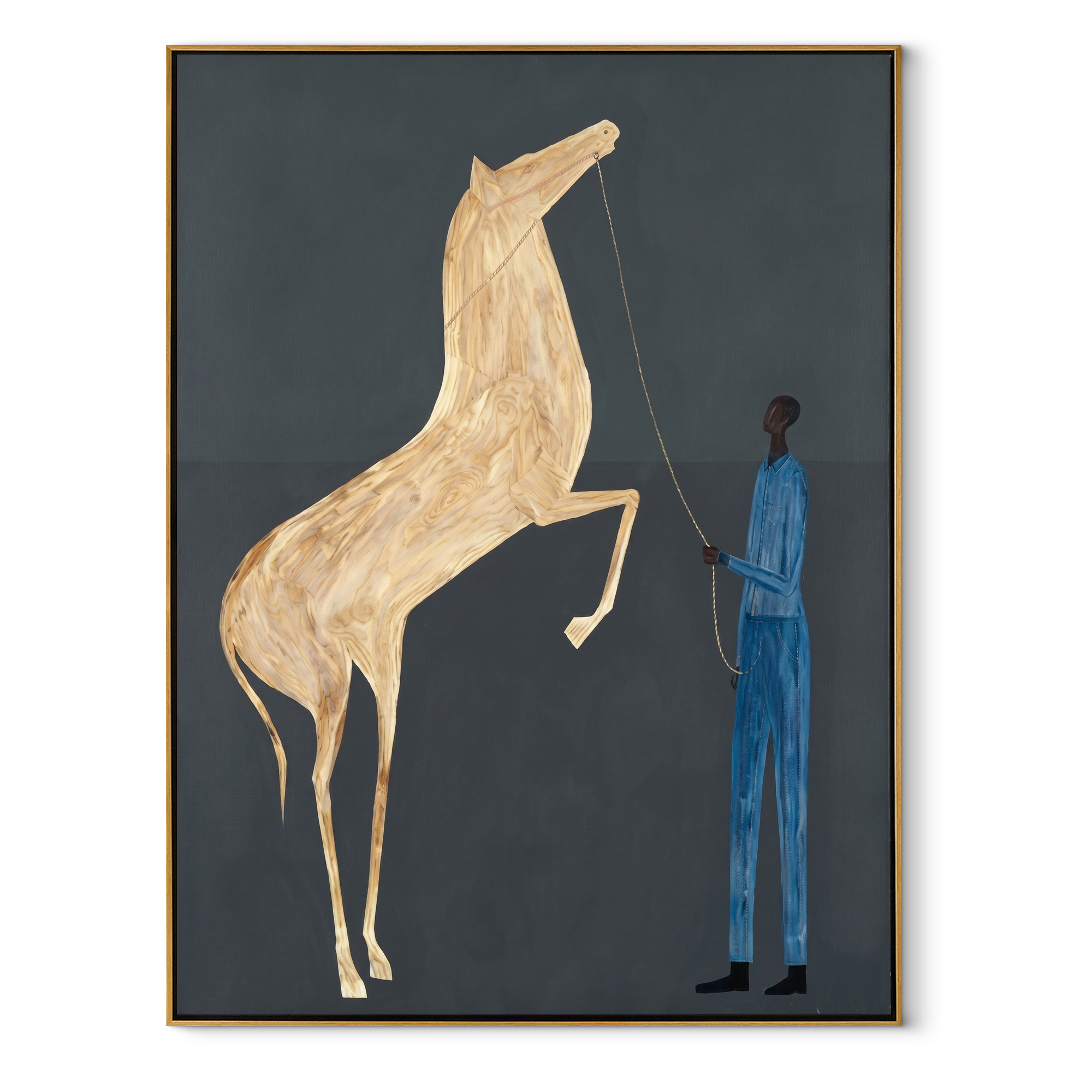 White Horse Rises equestrian horse painting, vertical canvas artwork