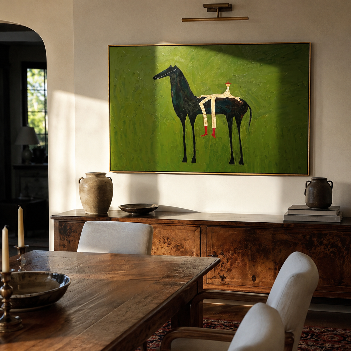 Olive Field Stretches Wide styled with warm modern furnishings