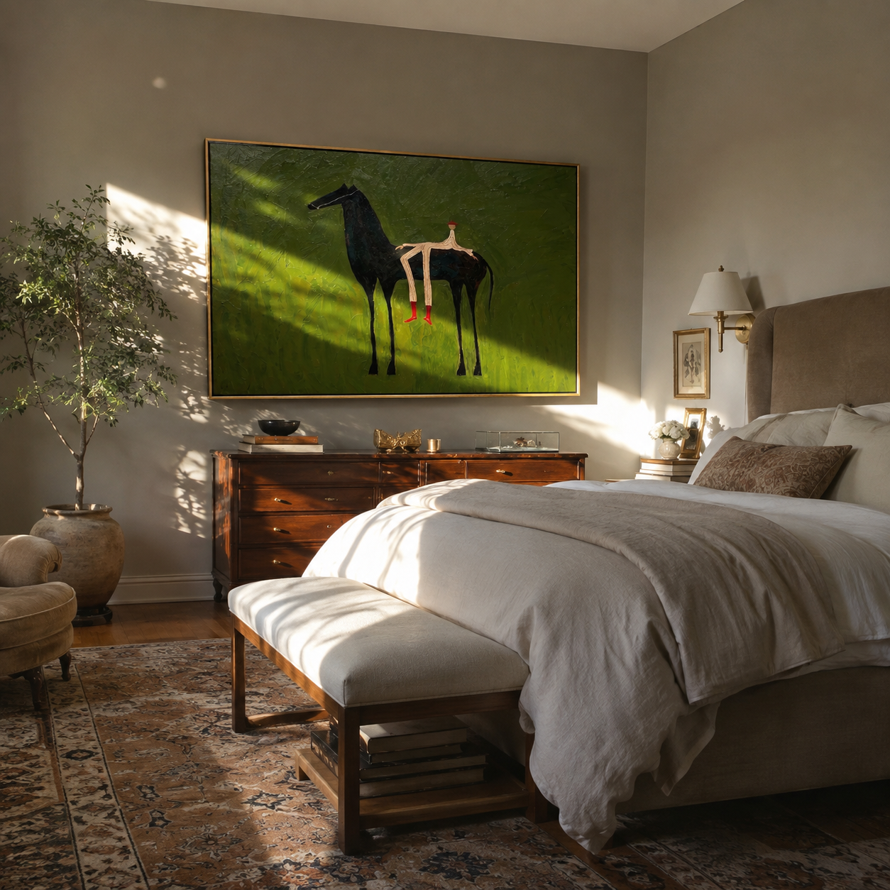 Olive Field Stretches Wide presented as a colorful interior focal point