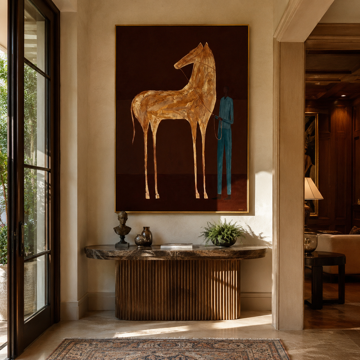 Gold Horse Waits presented as a colorful interior focal point