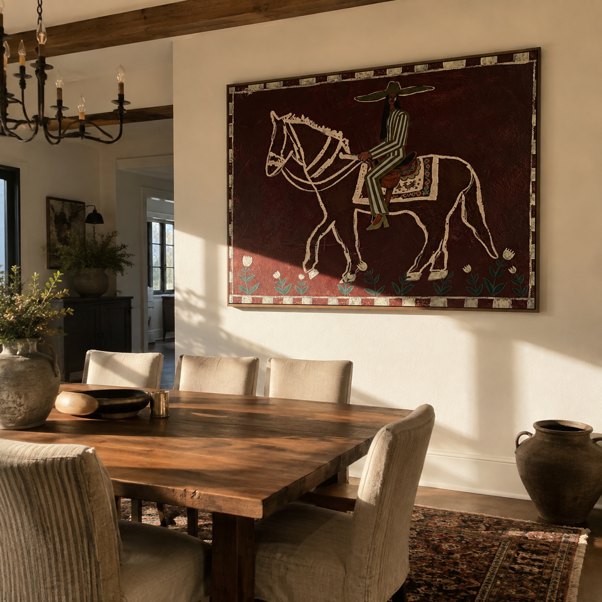 Burgundy Bones Keep Time displayed in a layered residential setting