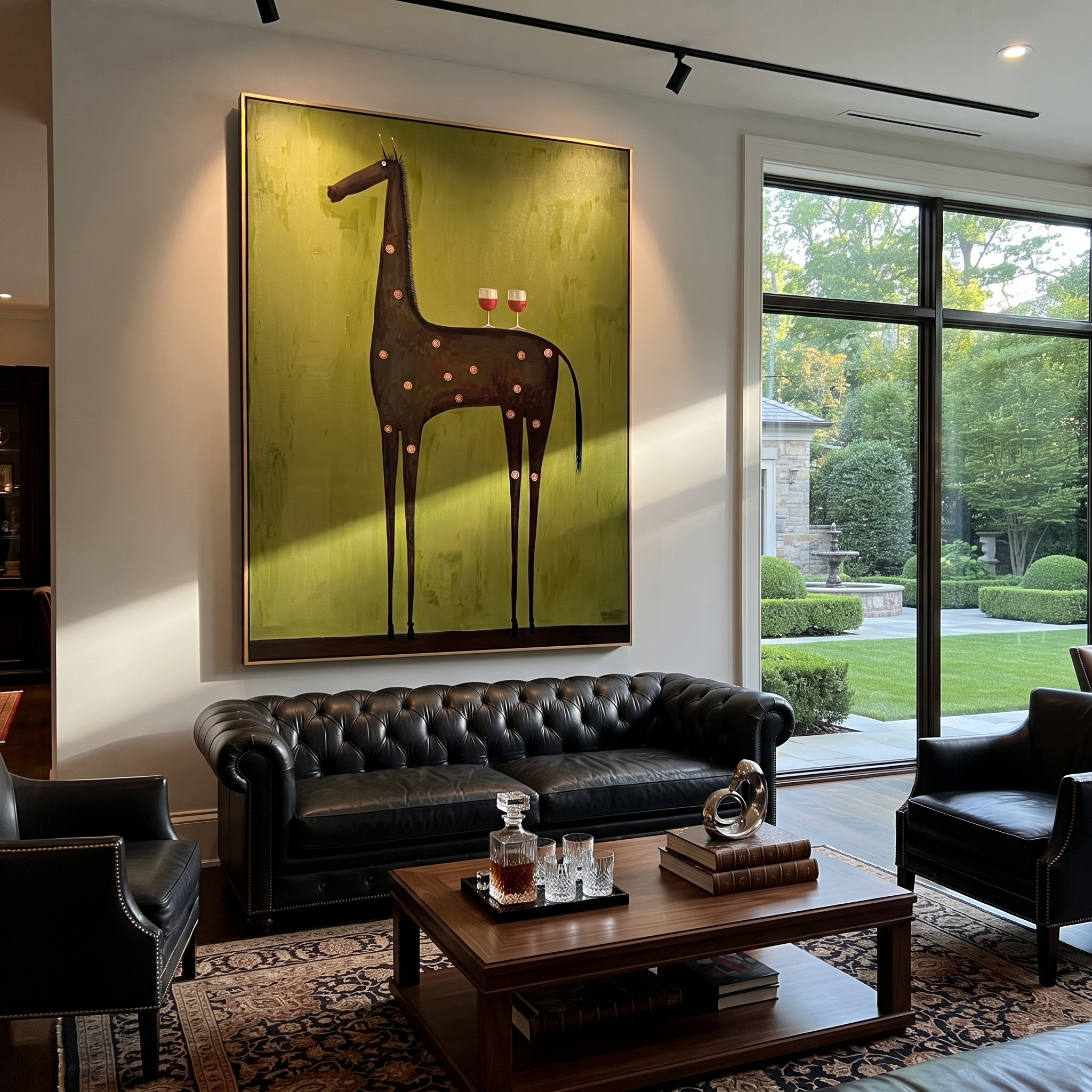 Wine Glasses Crown Horse displayed in a collected contemporary interior