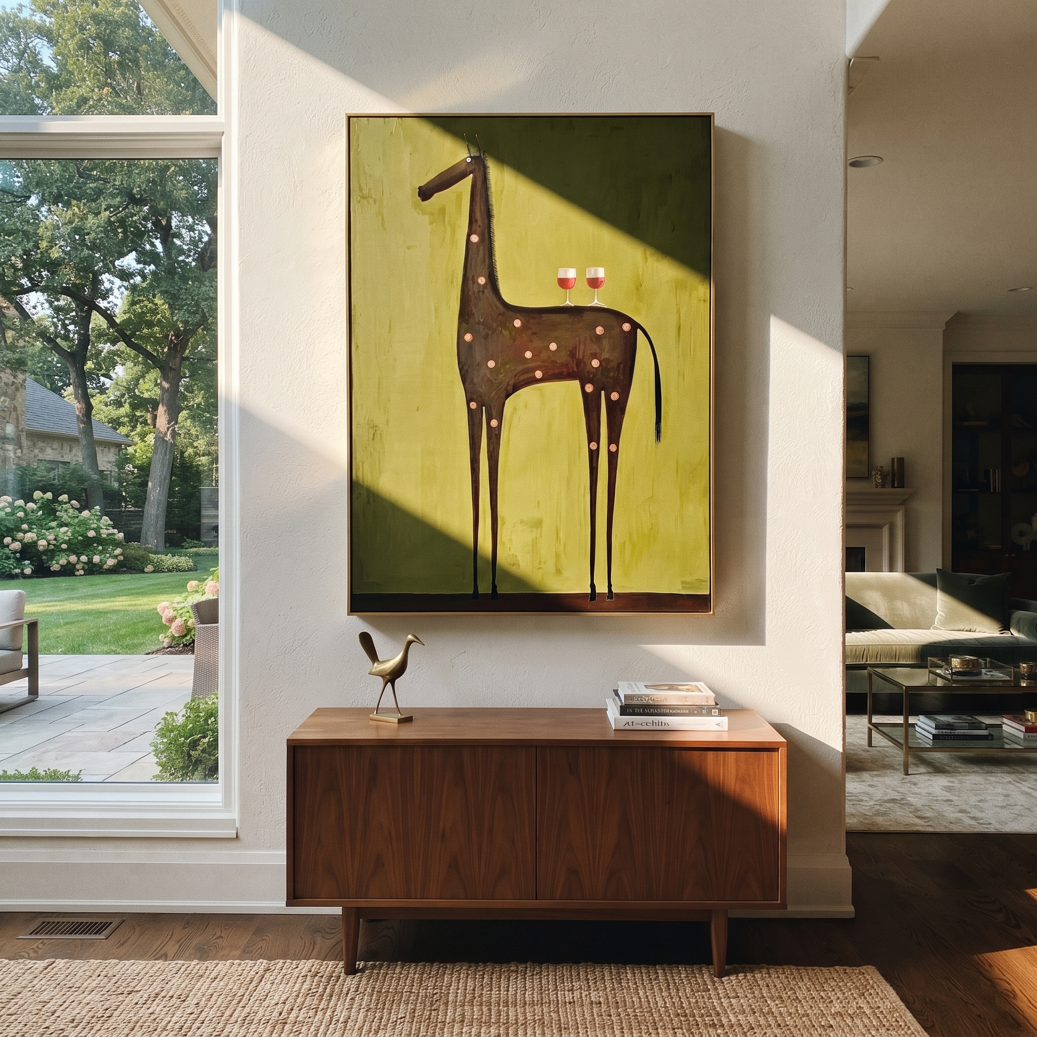 Wine Glasses Crown Horse displayed in a layered residential setting