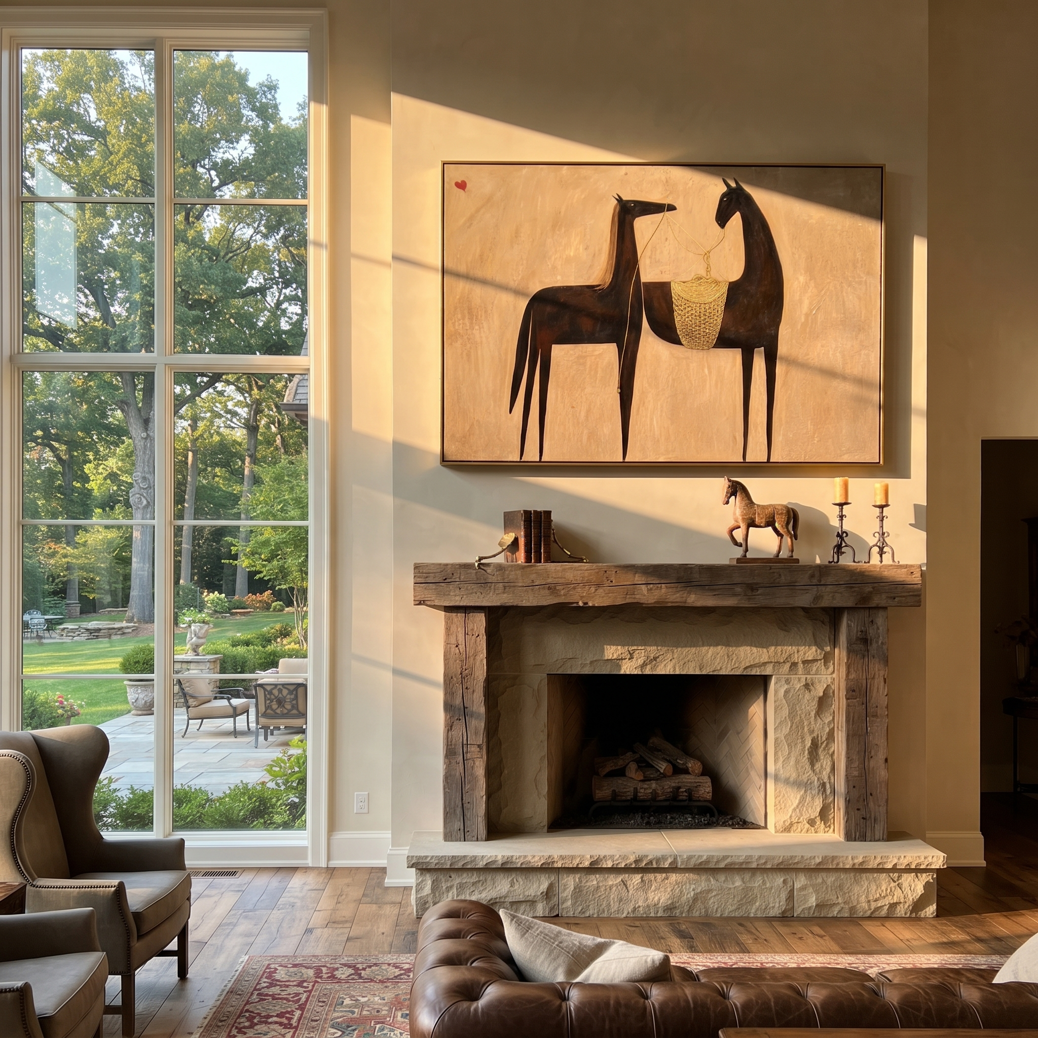 Two Black Horses Confer displayed in a collected contemporary interior