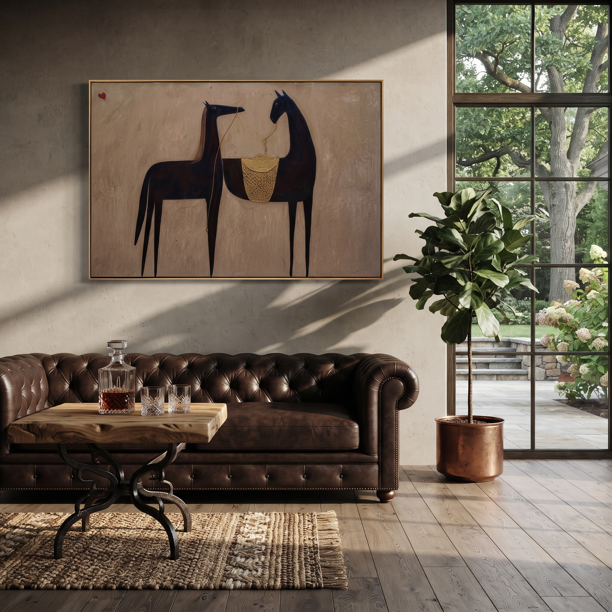 Two Black Horses Confer styled with warm modern furnishings