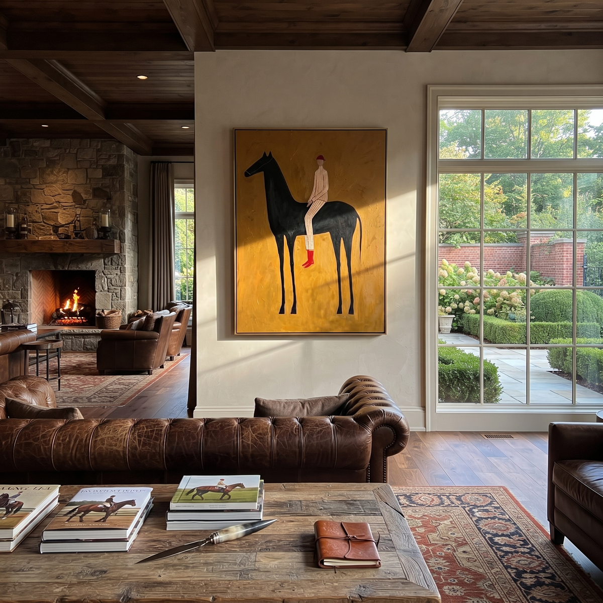 Pale Stripes Ride Ochre displayed in a collected contemporary interior