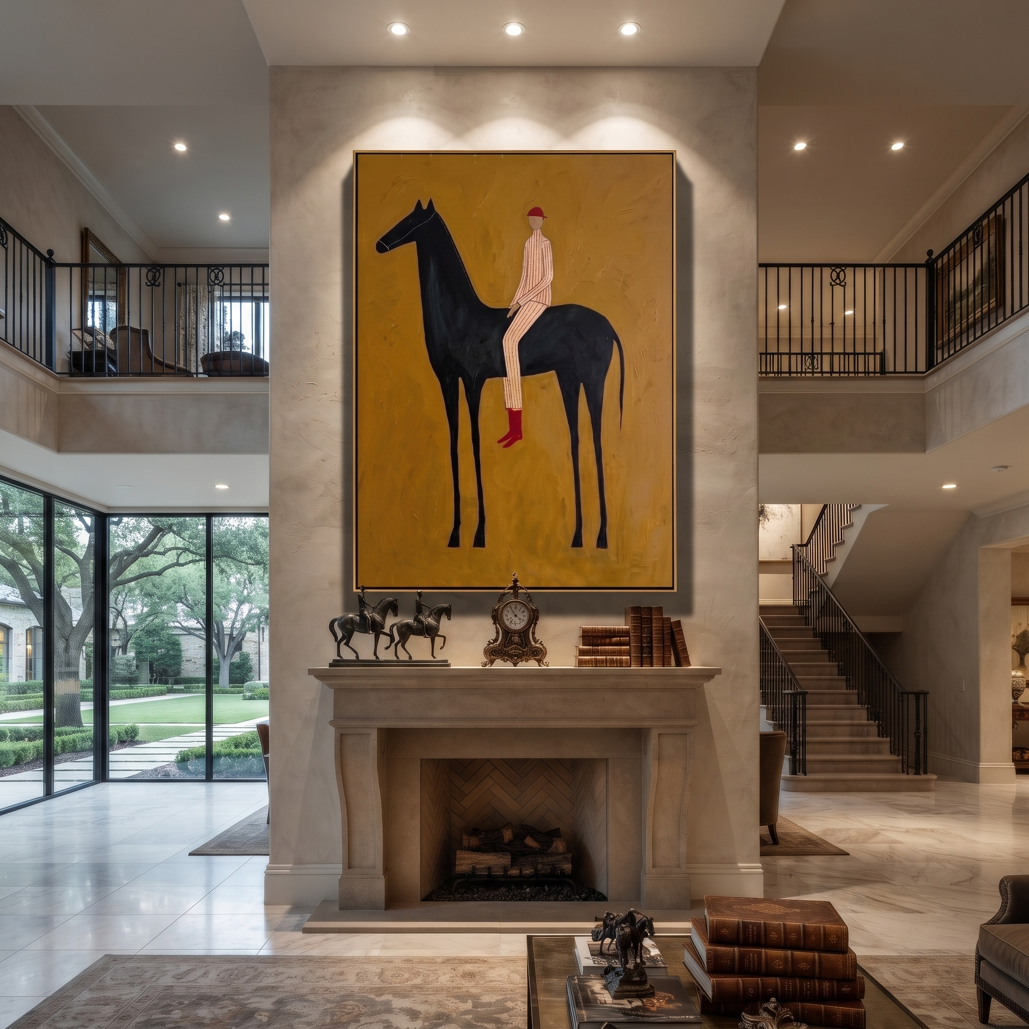 Pale Stripes Ride Ochre presented as a colorful interior focal point