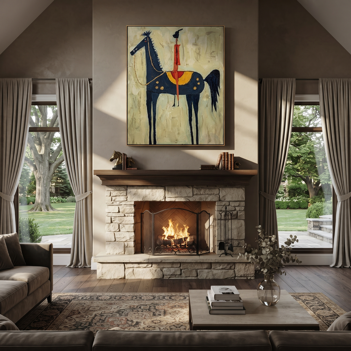 Scarlet Rider Crowns Midnight styled with warm modern furnishings