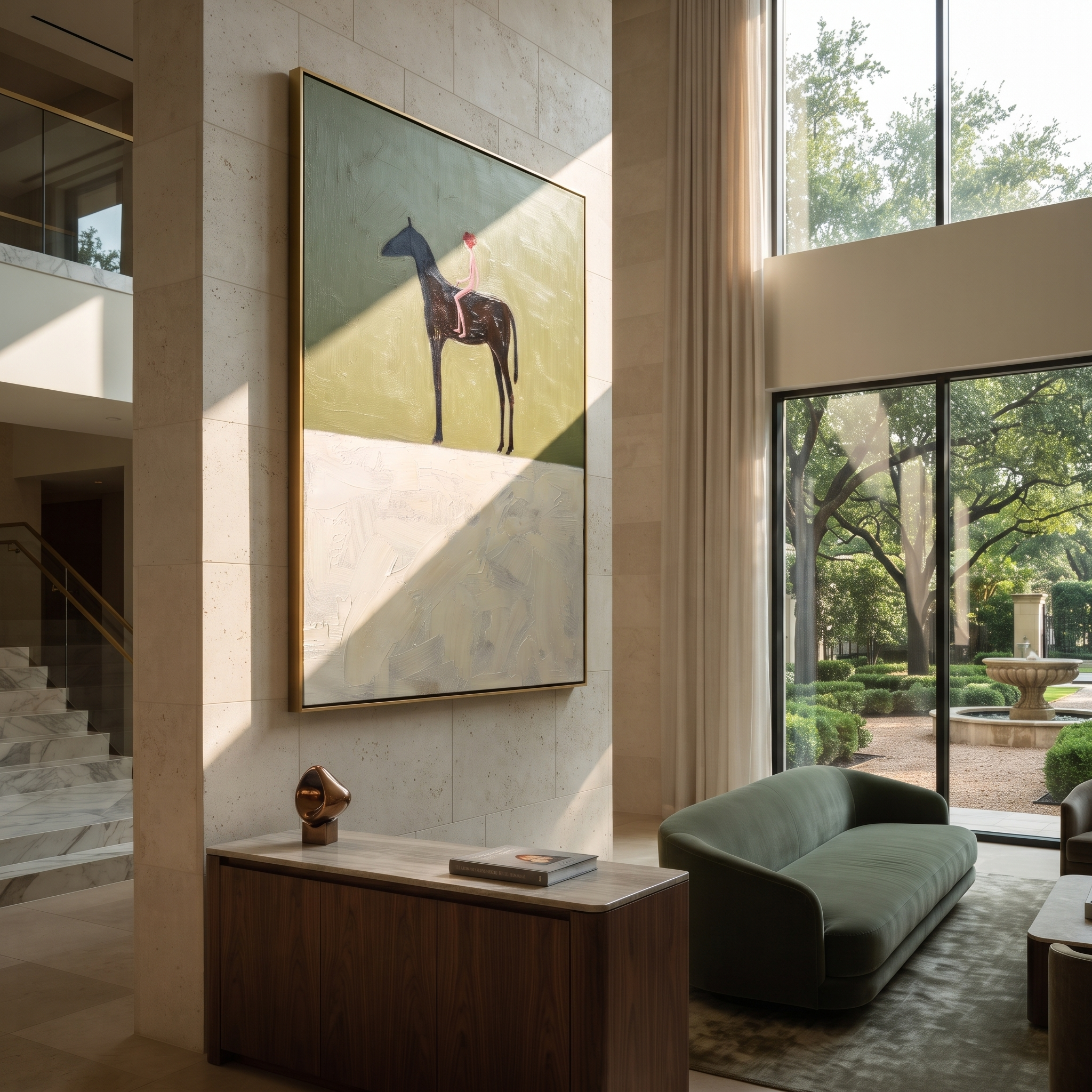 Red Cap Above Snow displayed in a collected contemporary interior