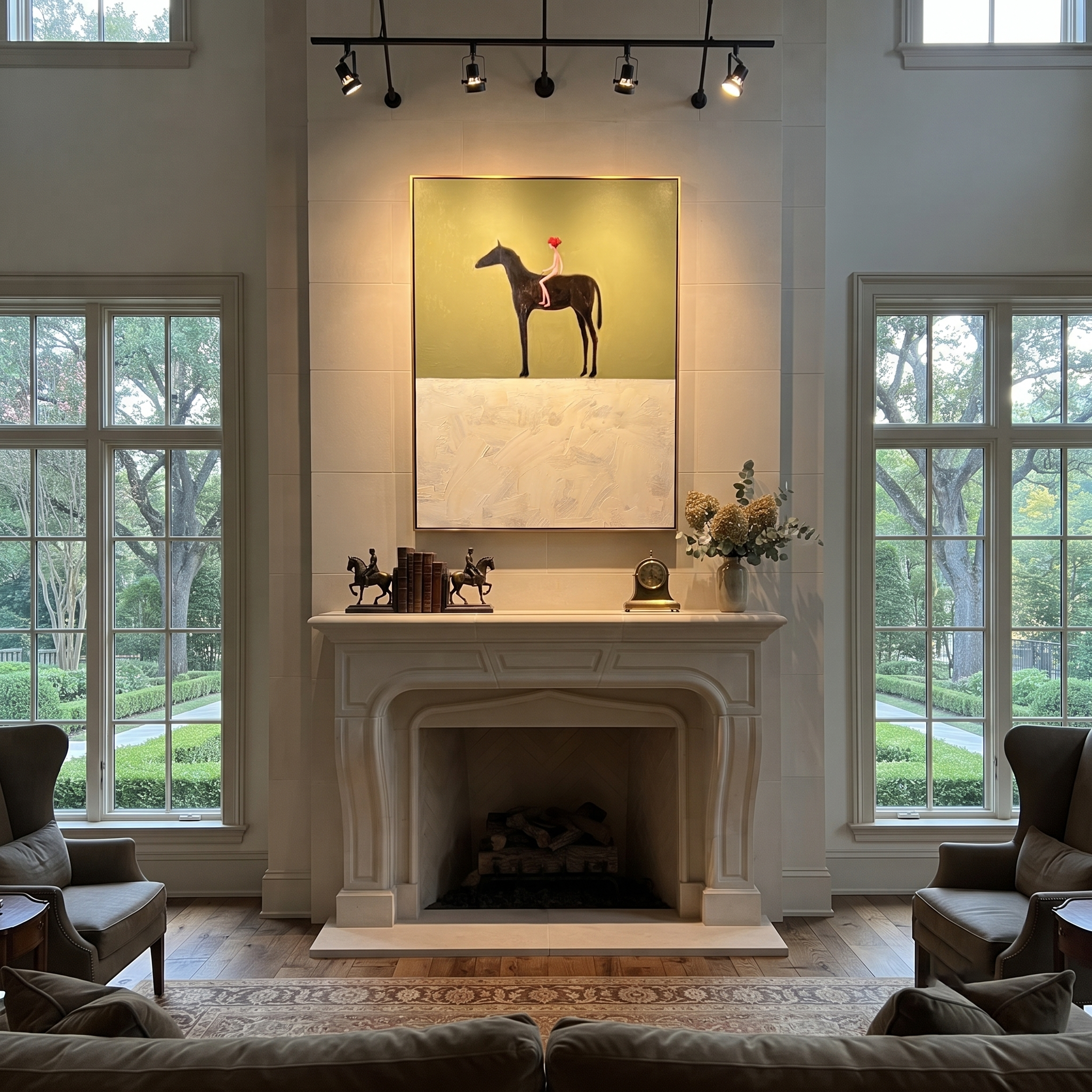 Red Cap Above Snow presented as a colorful interior focal point