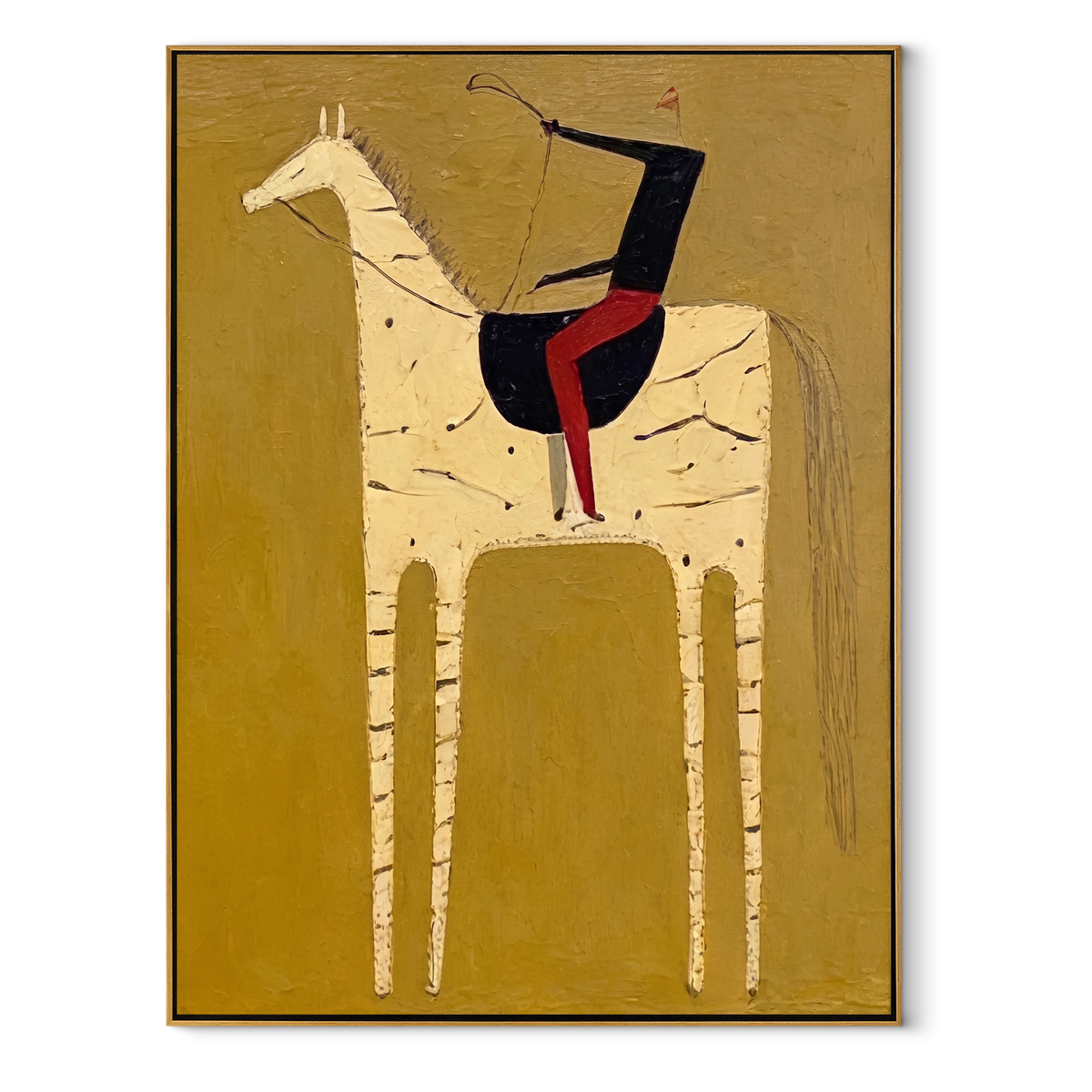 Archer Rides Ivory Tower equestrian horse painting, vertical canvas artwork