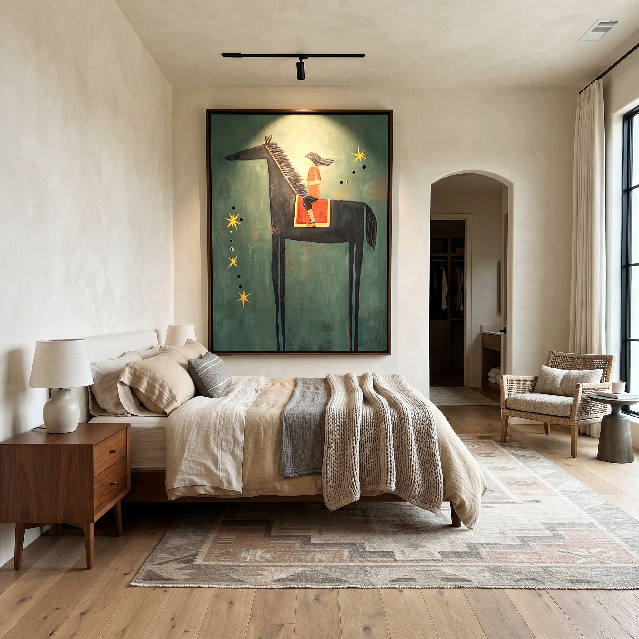 Red Rider Follows Stars displayed in a layered residential setting