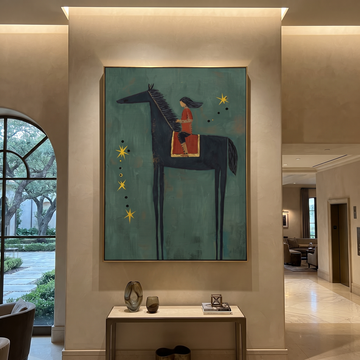 Red Rider Follows Stars styled with wood, linen, and modern decor