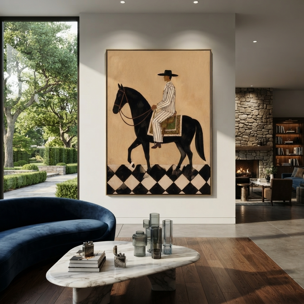 Striped Cowboy Crosses Diamonds presented as a colorful interior focal point