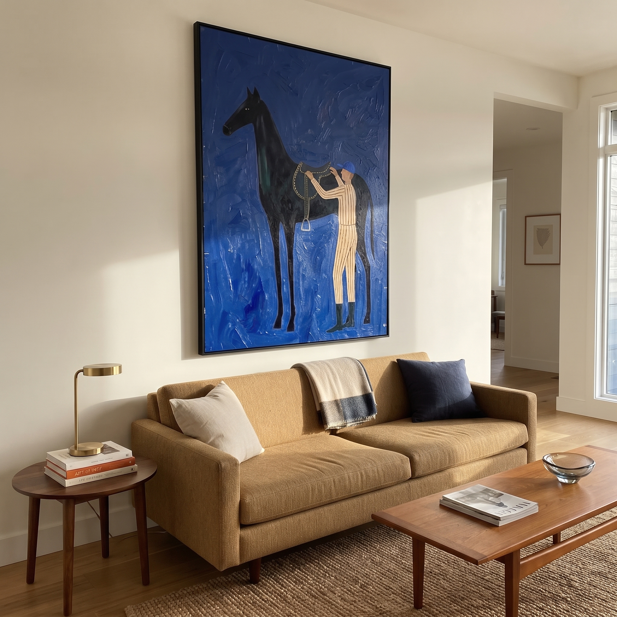 White Stripes Meet Midnight displayed in a layered residential setting