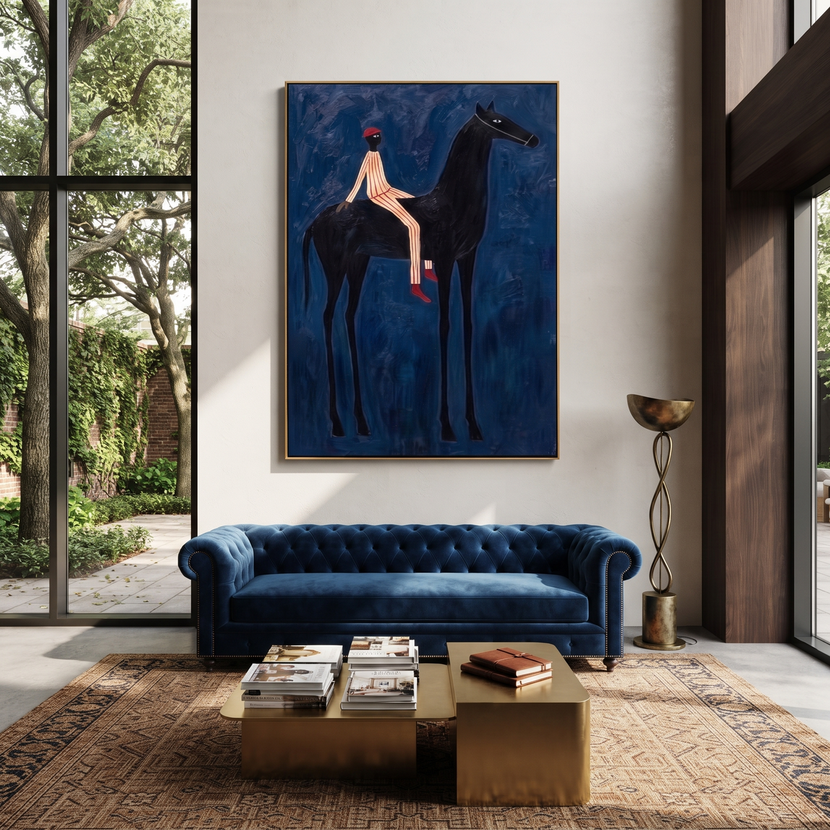 Red Cap Rides Blue presented as a colorful interior focal point