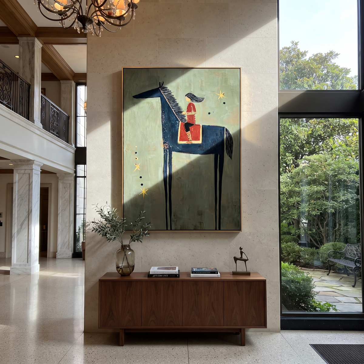 Scarlet Rider Counts Stars displayed in a collected contemporary interior