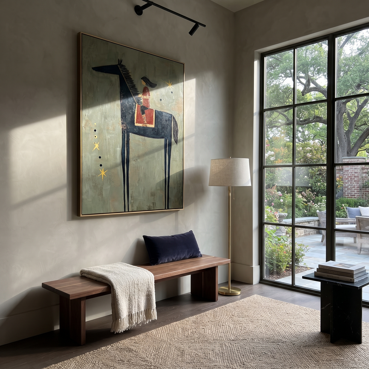 Scarlet Rider Counts Stars presented as a colorful interior focal point