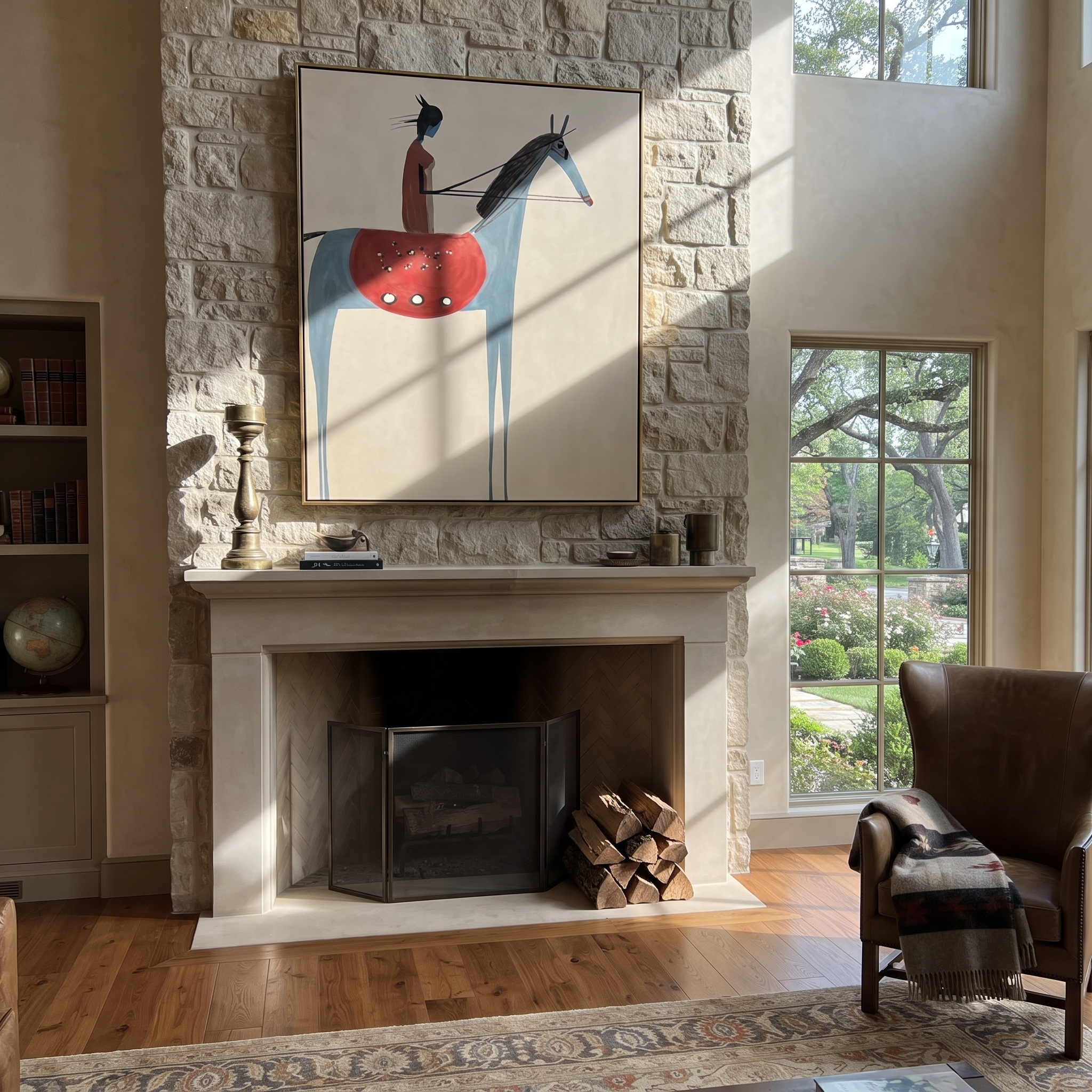 Scarlet Rider Meets Blue styled with wood, linen, and modern decor