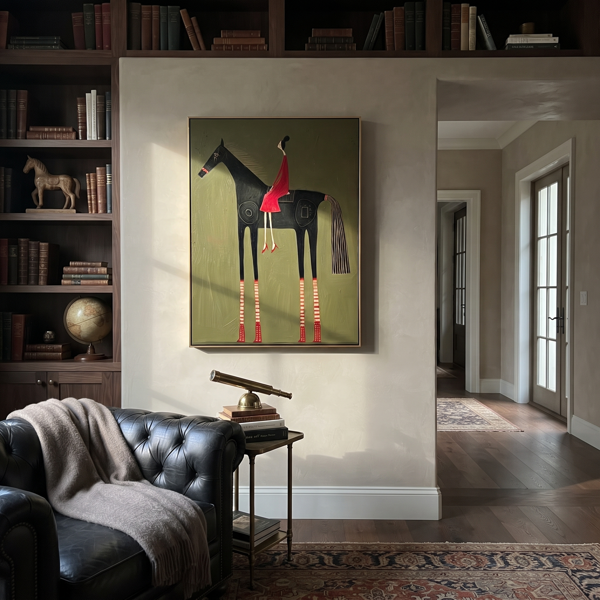 Red Dress Rides Spirals displayed in a layered residential setting