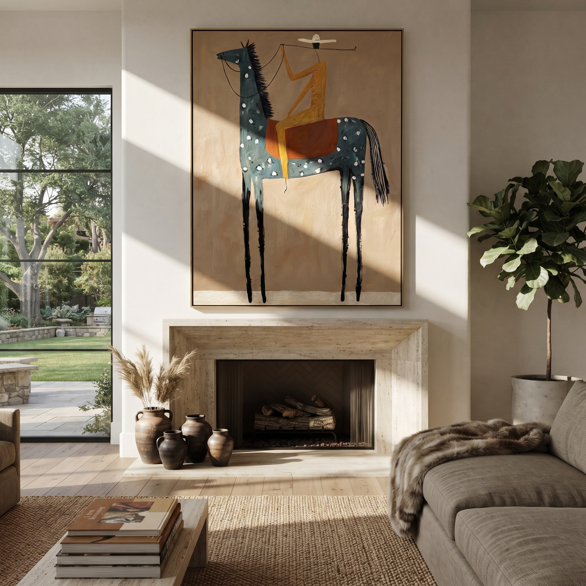 Golden Figure Balances High displayed in a collected contemporary interior