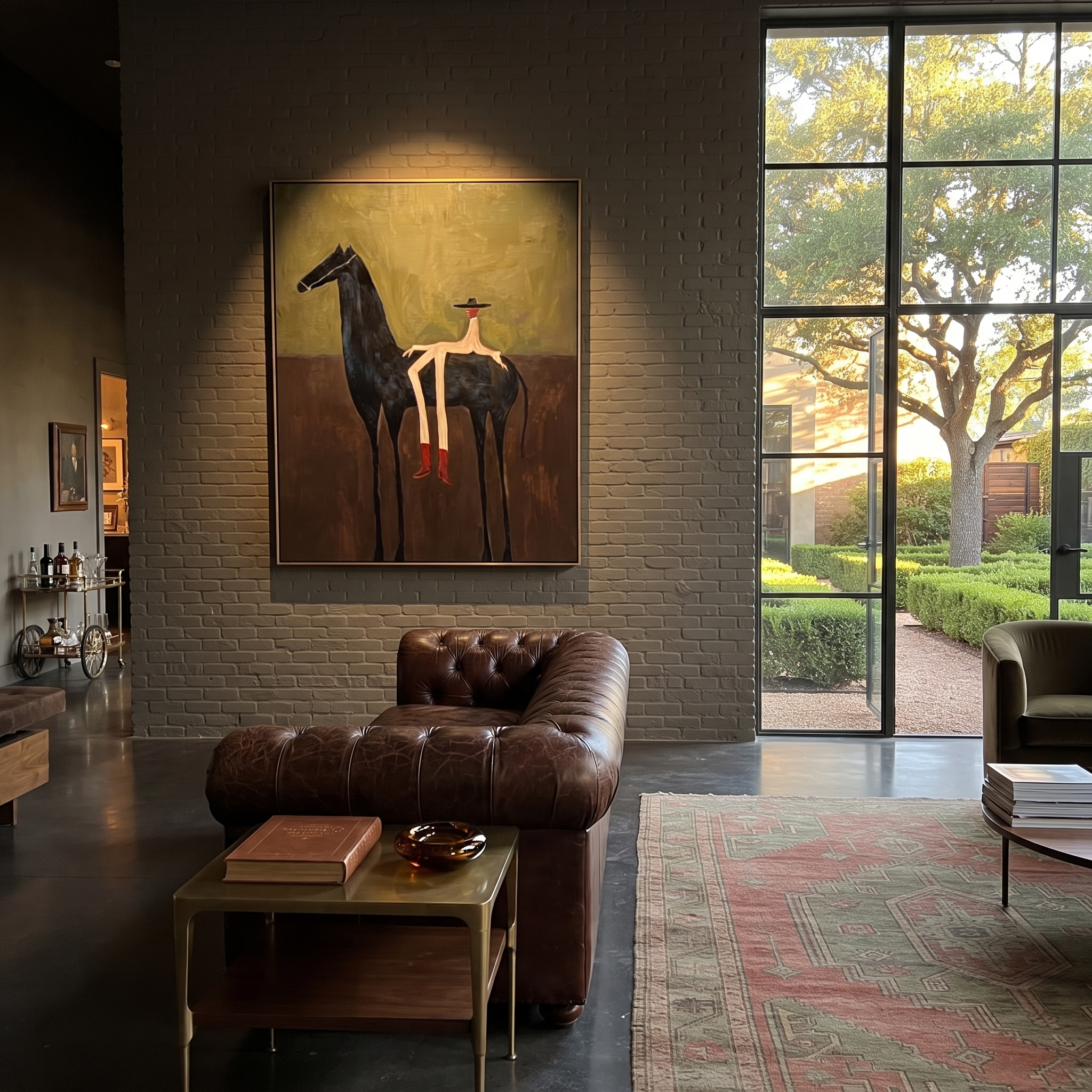Red Boots Meet Black styled with wood, linen, and modern decor
