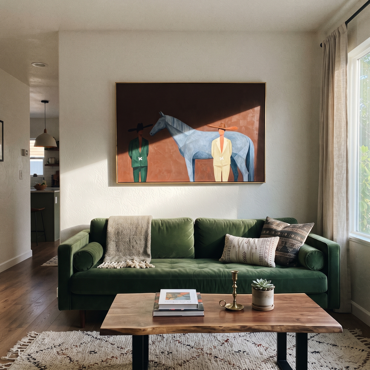 Two Men Meet Blue presented as a colorful interior focal point