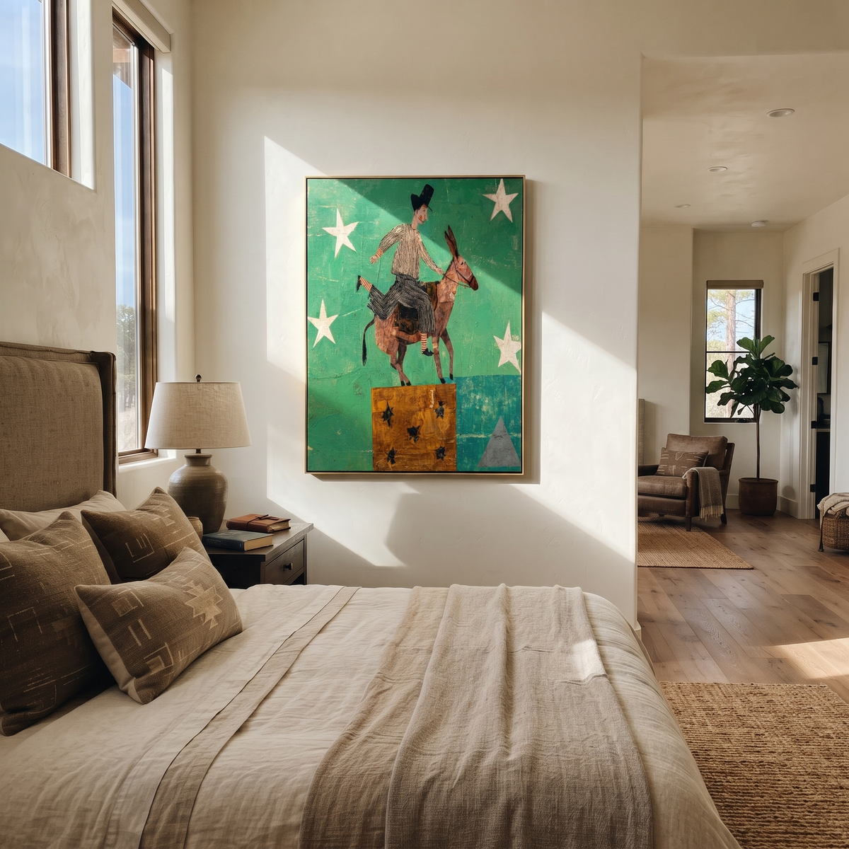 Green Stars Carry Rider styled with warm modern furnishings