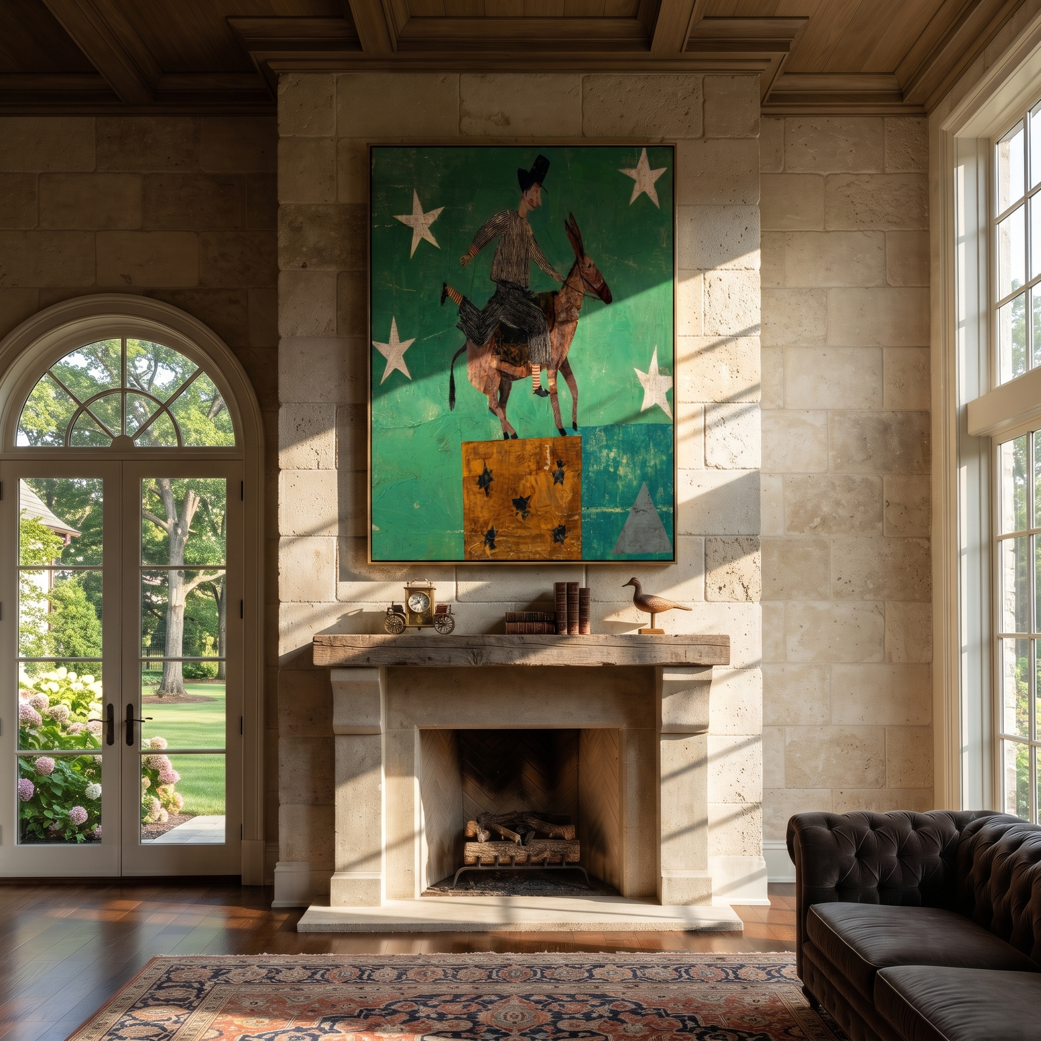 Green Stars Carry Rider displayed in a layered residential setting