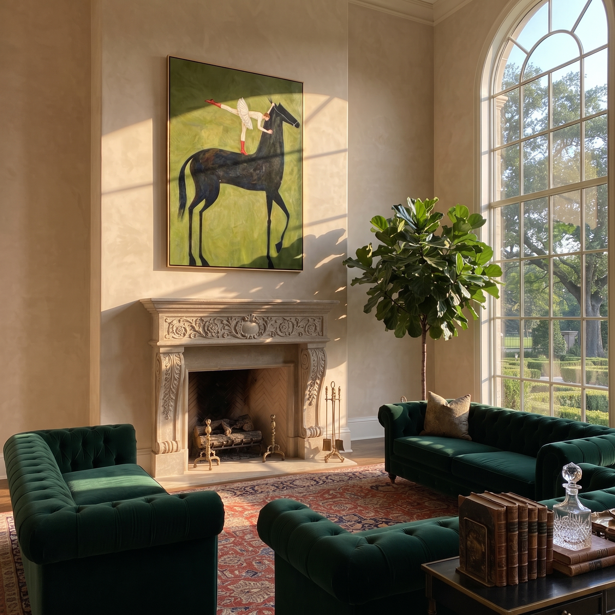 White Acrobat Greets Black presented as a colorful interior focal point