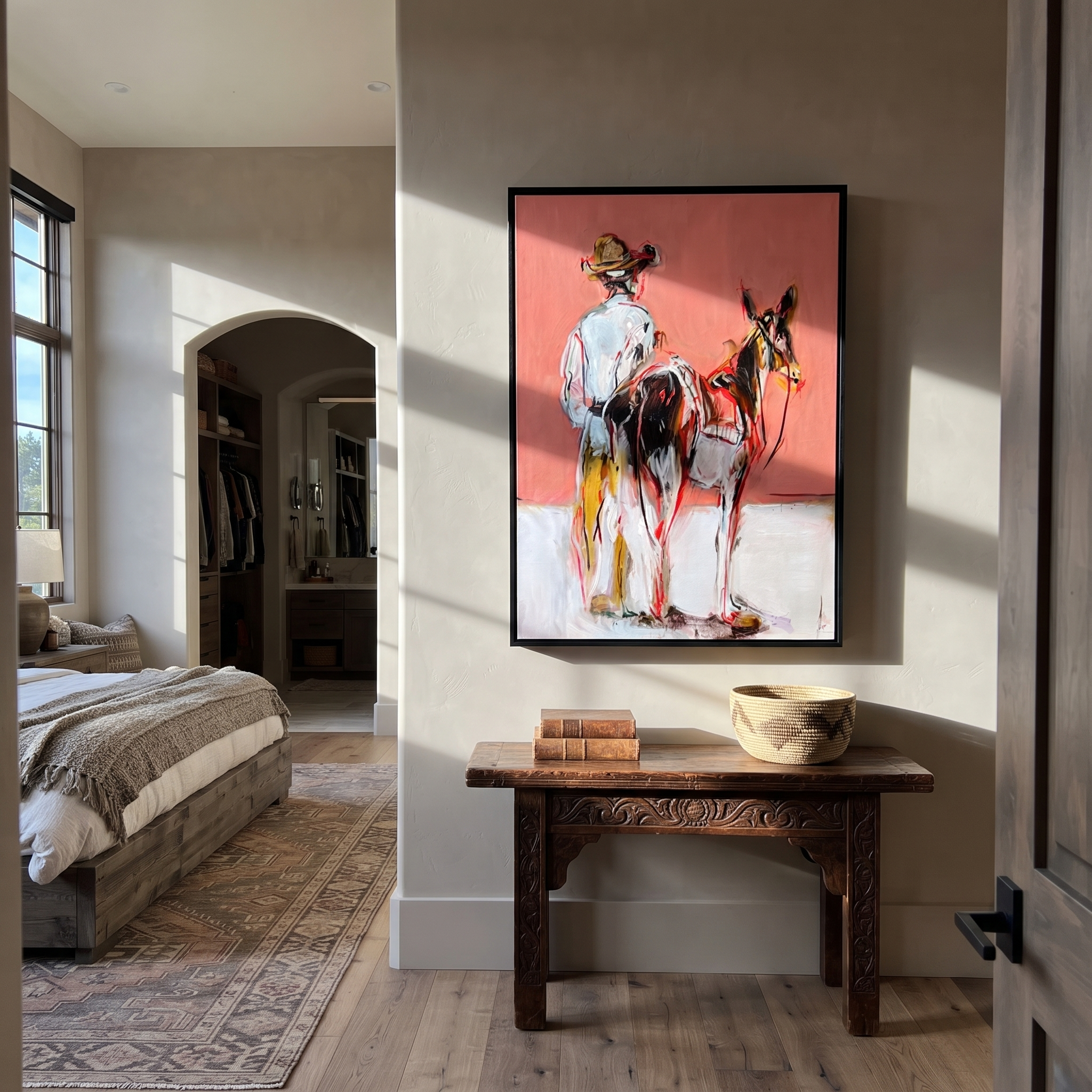 Two Horses Melt Coral presented as a colorful interior focal point
