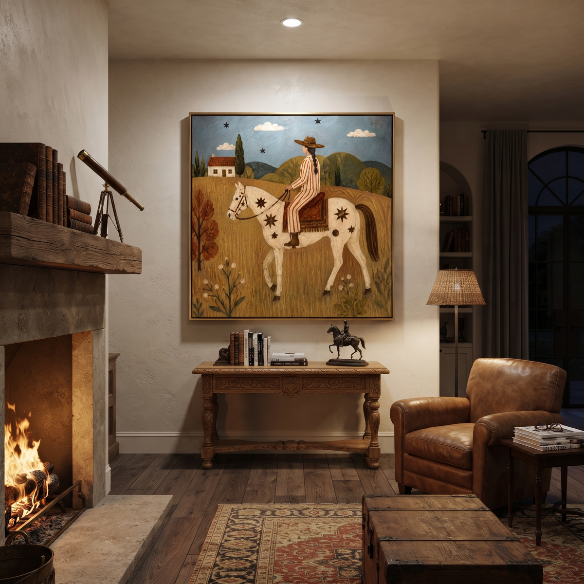 Starred Horse Carries Home styled with warm modern furnishings