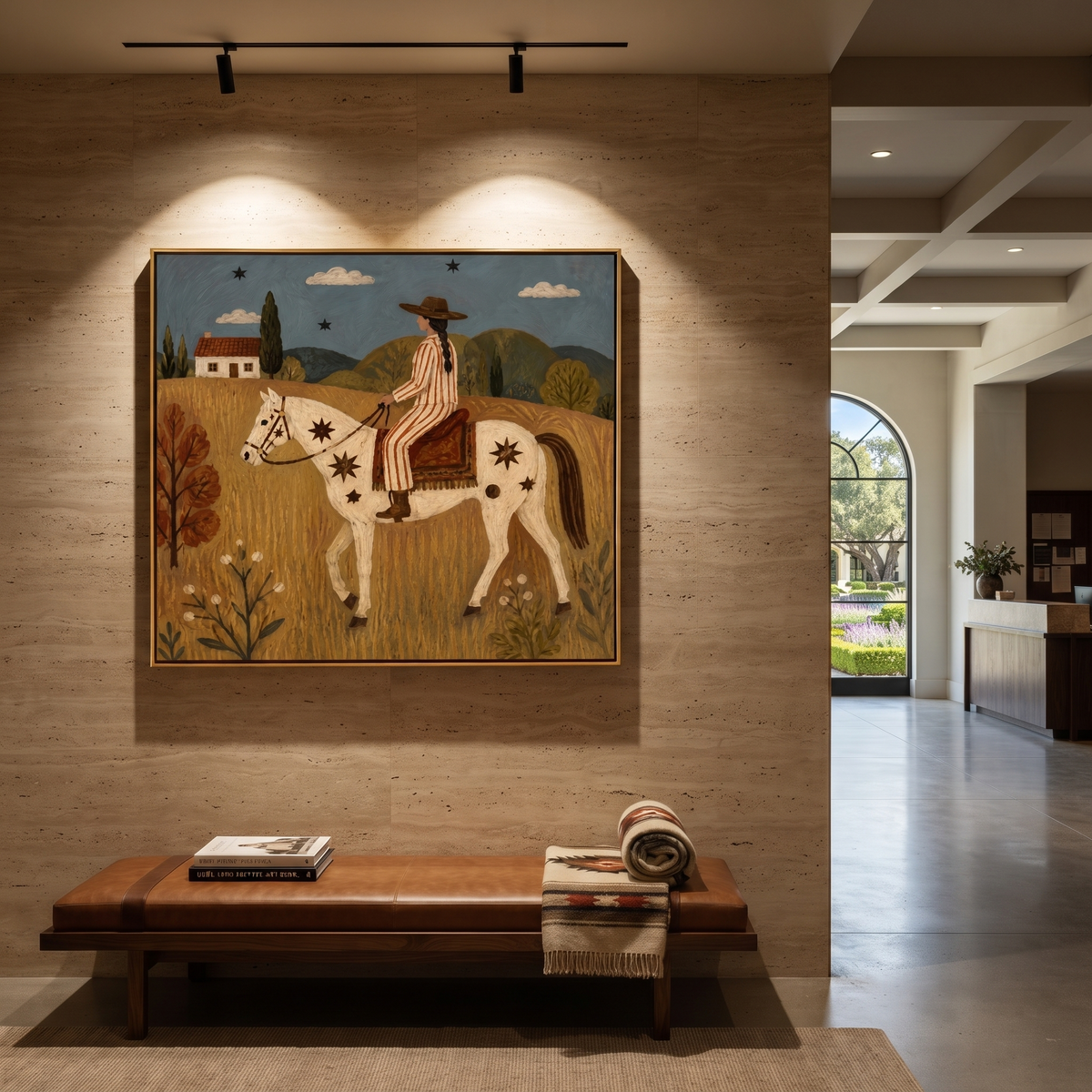 Starred Horse Carries Home presented as a colorful interior focal point
