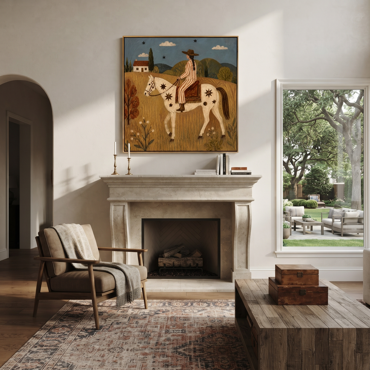 Starred Horse Carries Home displayed in a layered residential setting