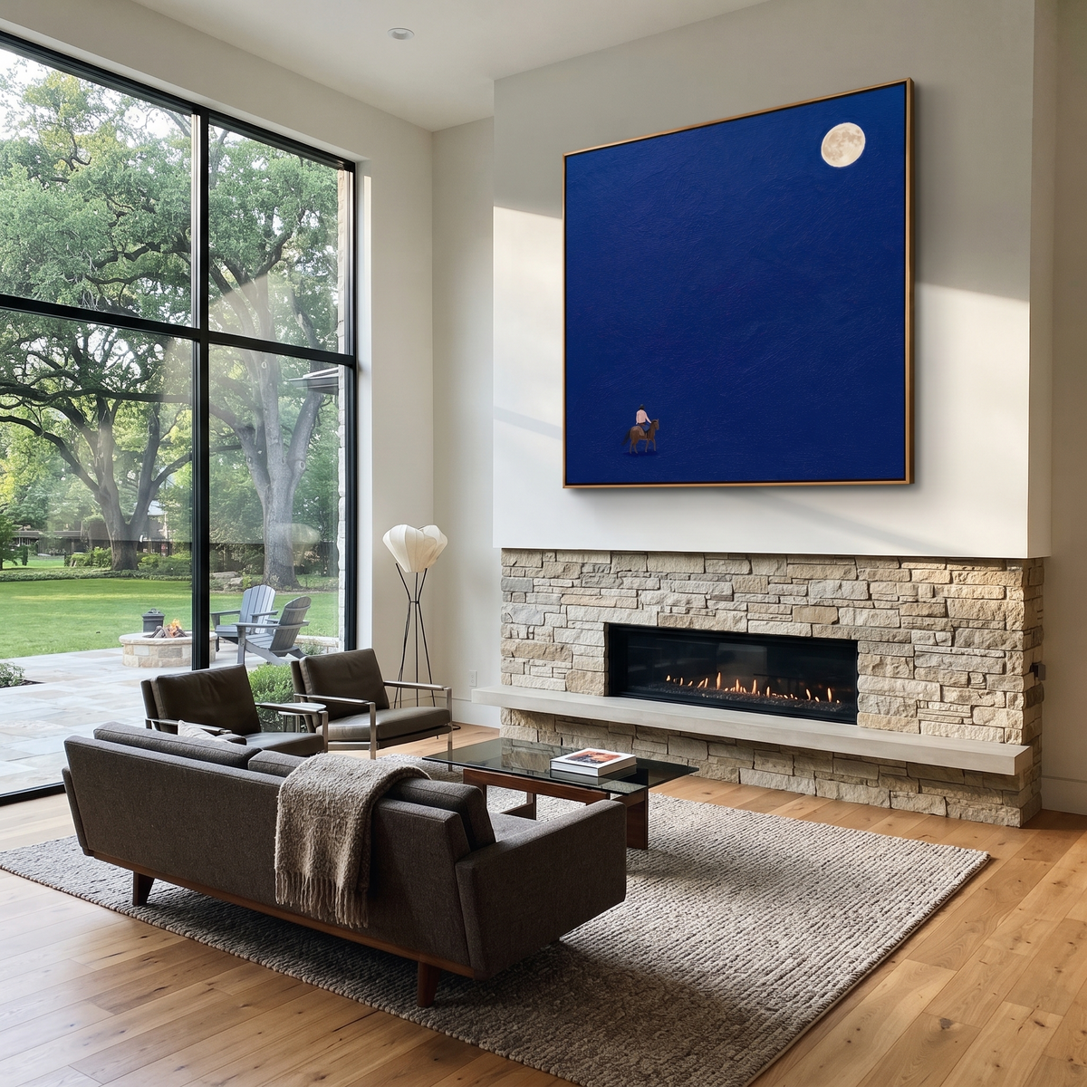 Small Rider Beneath Moon presented as a colorful interior focal point