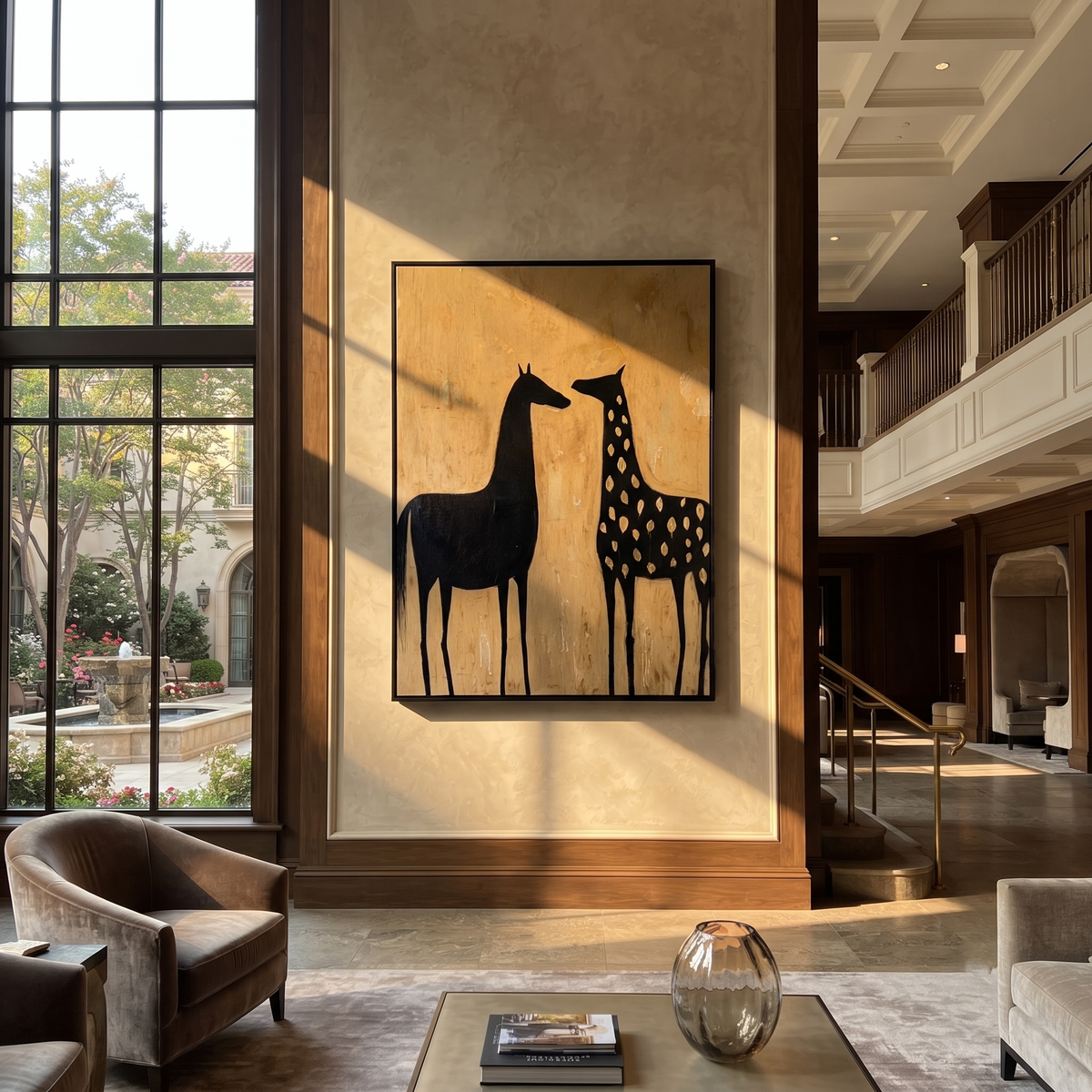Spotted Horse Meets Black styled with wood, linen, and modern decor