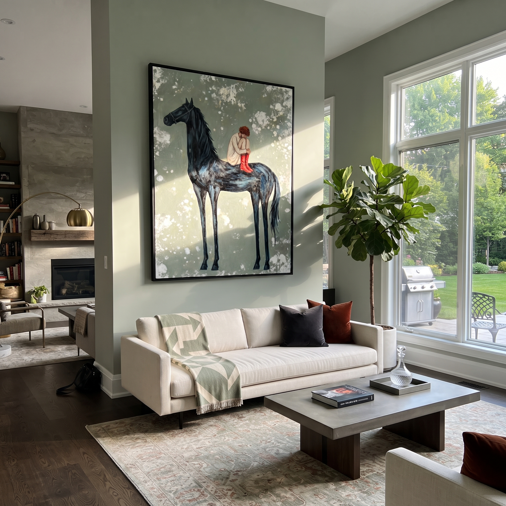 Bent Rider Crosses Snow styled with wood, linen, and modern decor