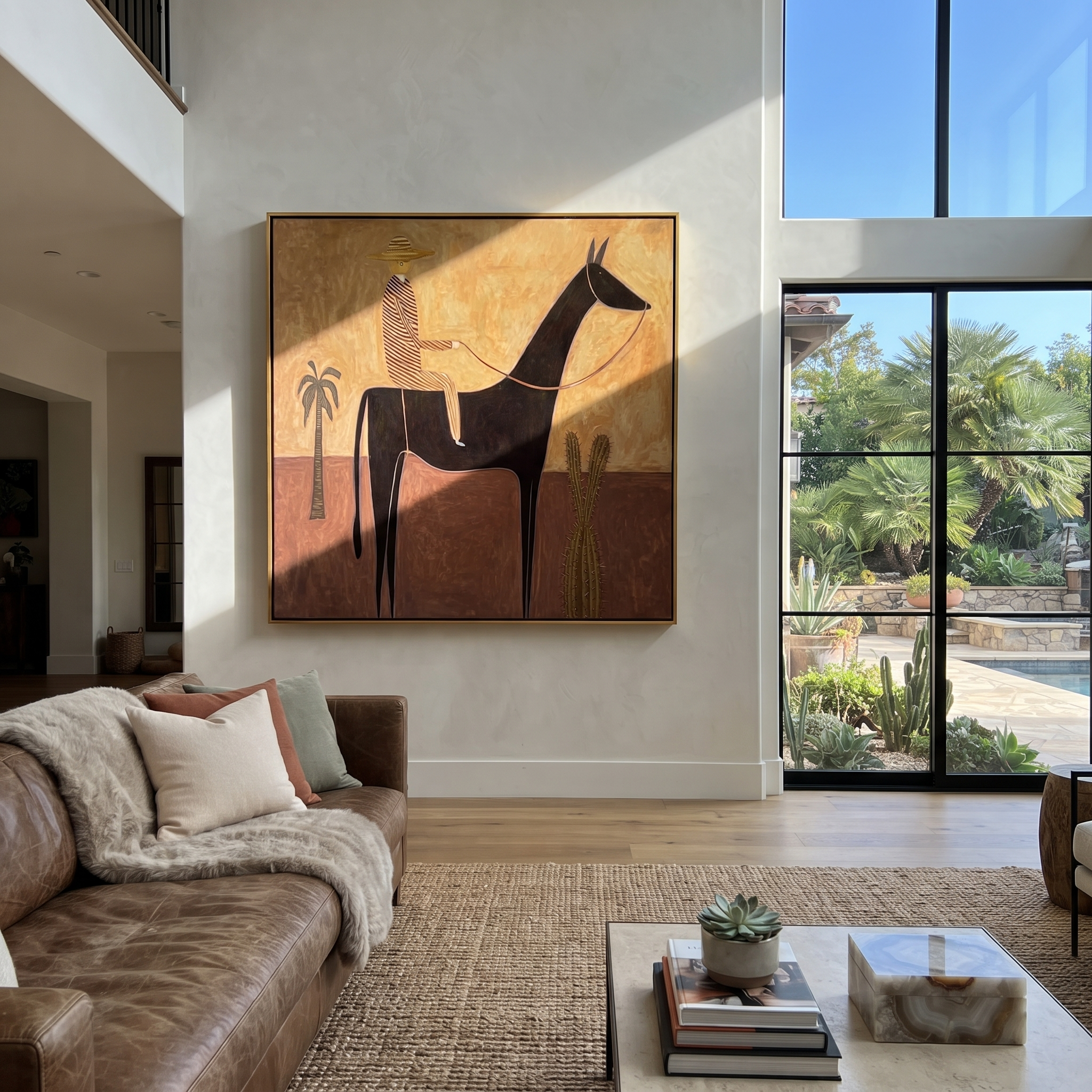 Striped Rider Crosses Desert displayed in a collected contemporary interior