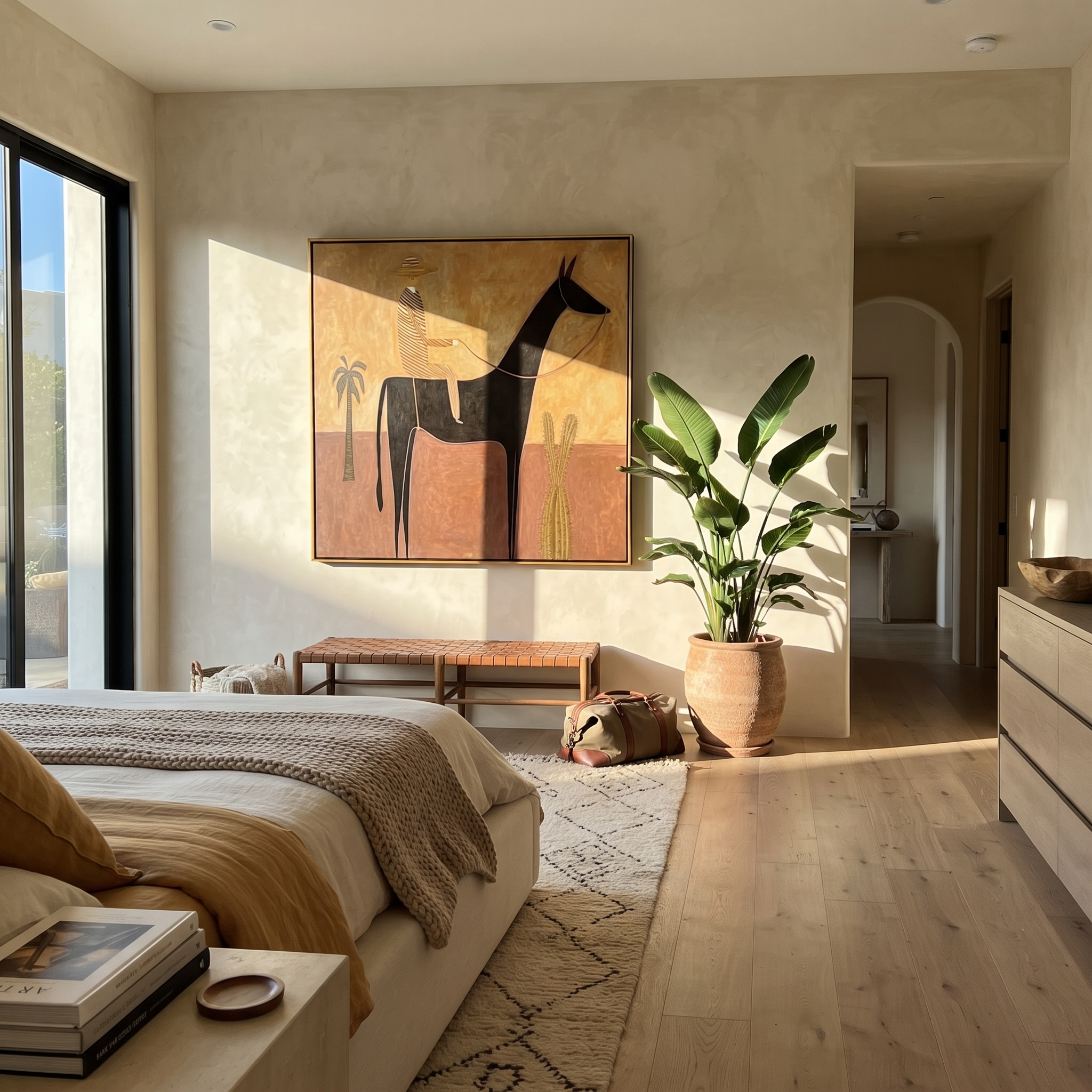 Striped Rider Crosses Desert presented as a colorful interior focal point