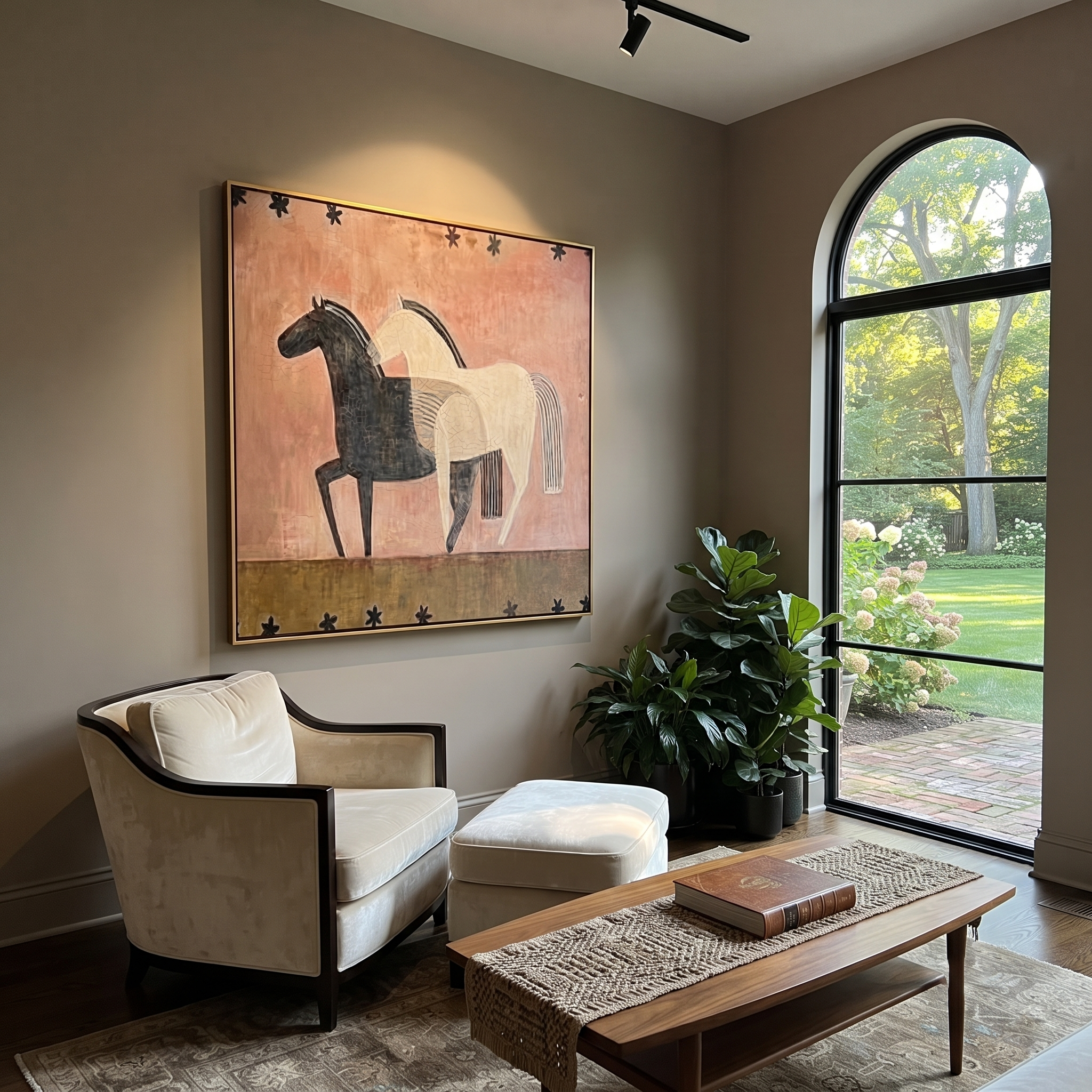 Black Horse Shadows White presented as a colorful interior focal point
