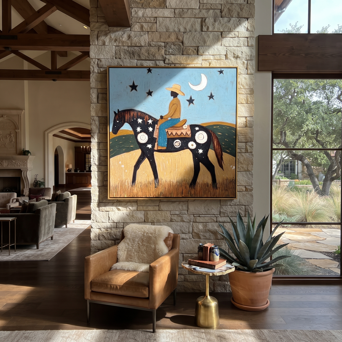 Crescent Guides Starry Rider displayed in a collected contemporary interior