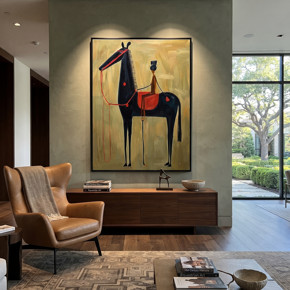 Blue Vessel Rides Black presented as a colorful interior focal point