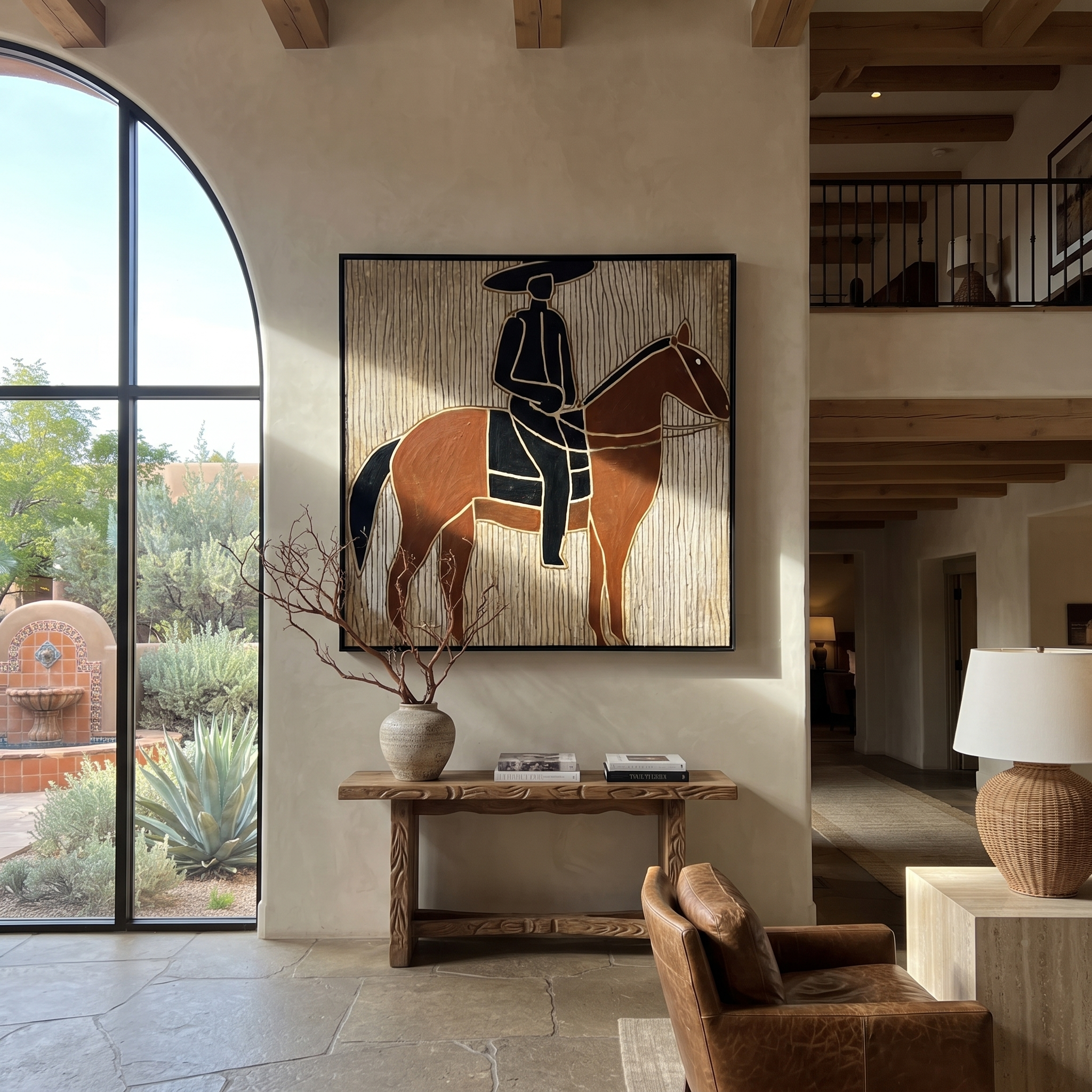 Black Lines Frame Rider presented as a colorful interior focal point