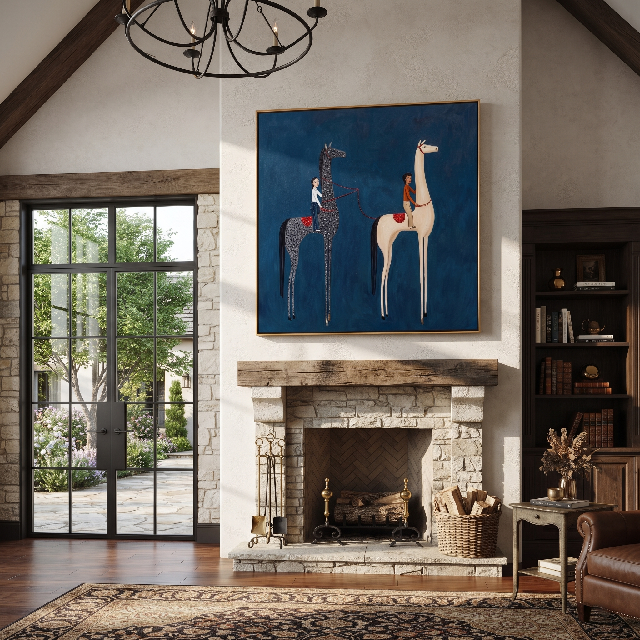 Two Riders Divide Blue displayed in a collected contemporary interior