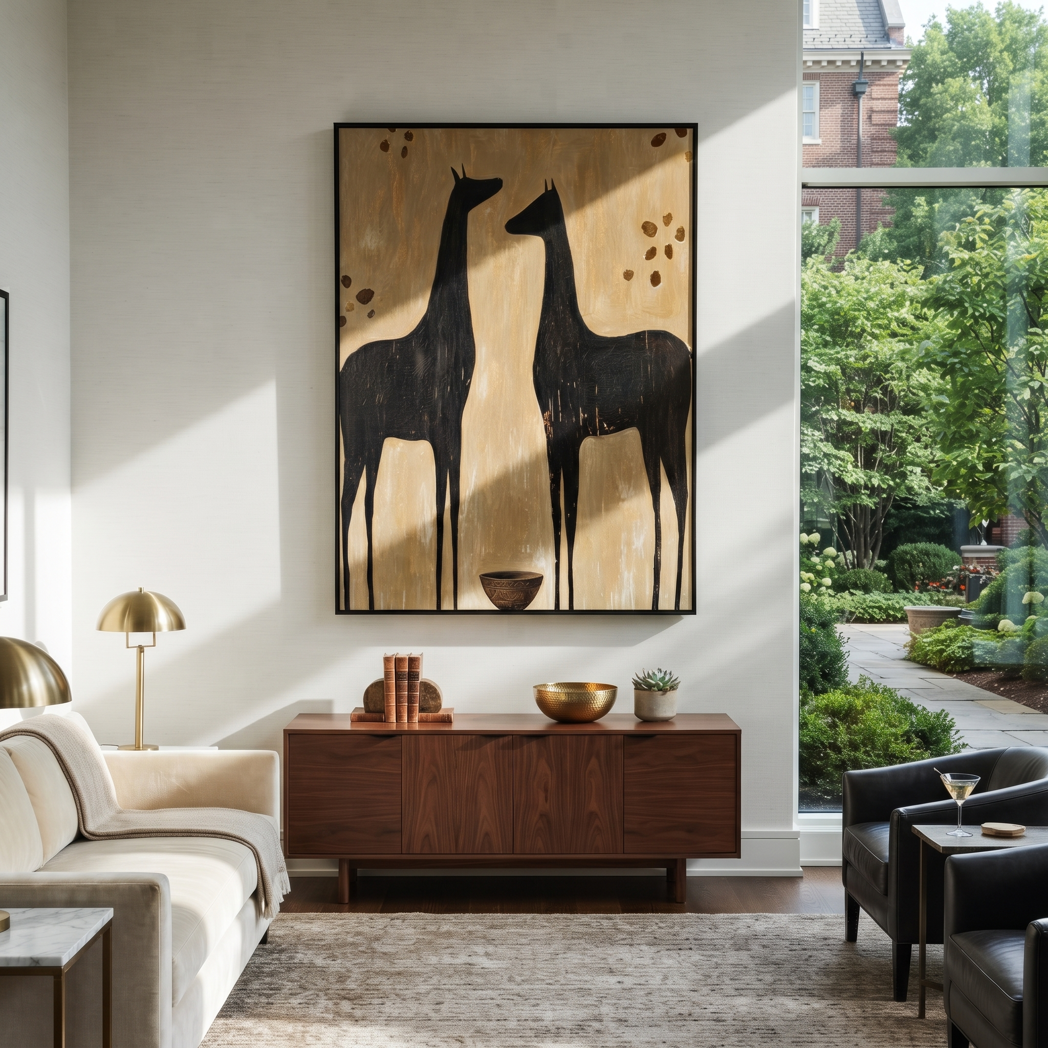 Two Black Horses Listen presented as a colorful interior focal point